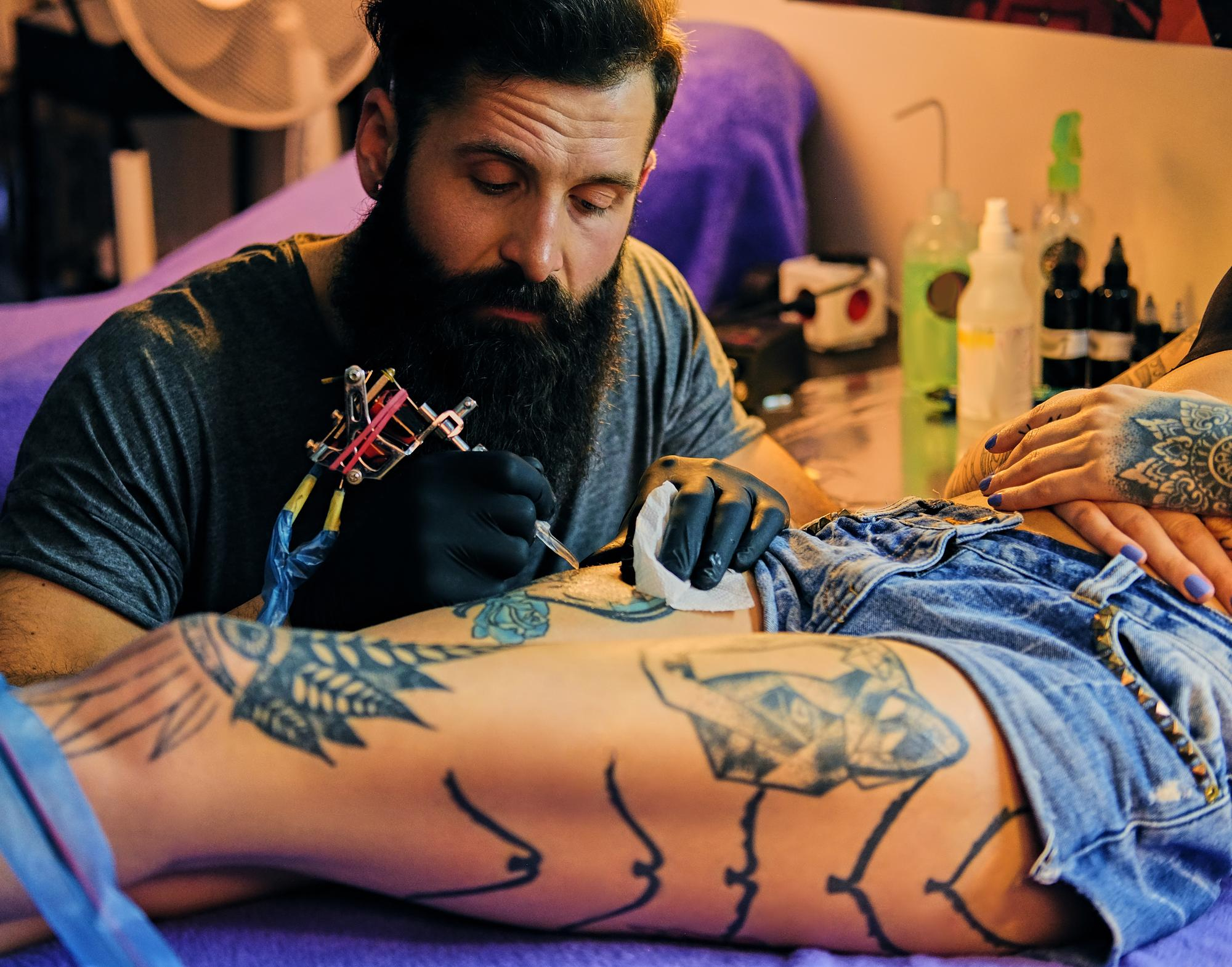 Fresh tattoo mid-heal